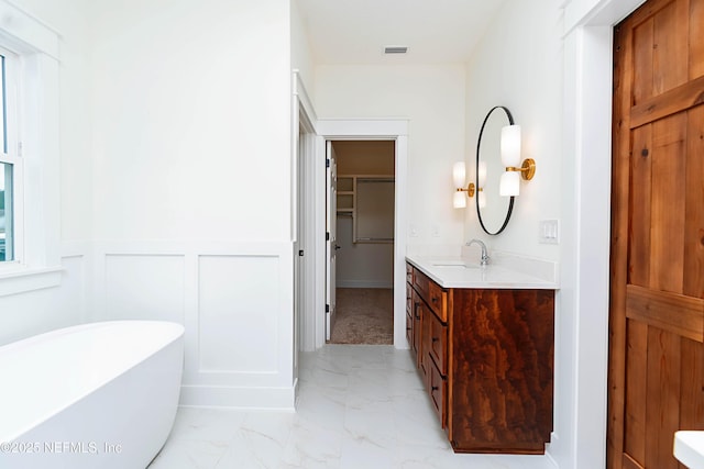 bathroom with vanity and a bathing tub