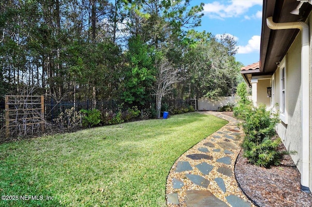 view of yard featuring a fenced backyard