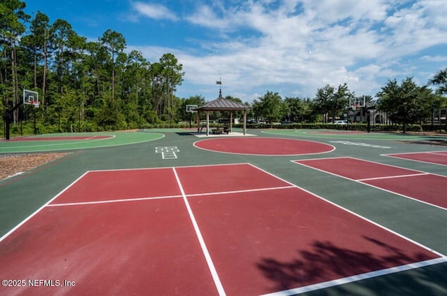 view of basketball court with a gazebo