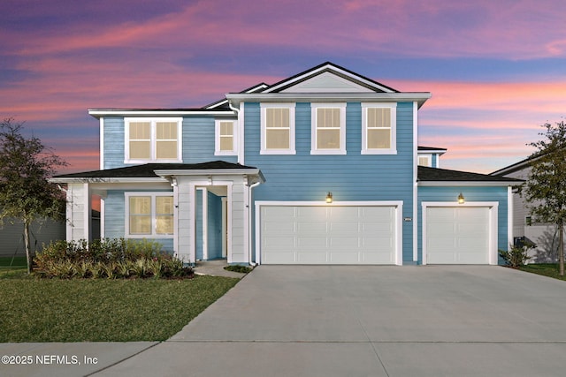 view of property featuring a garage