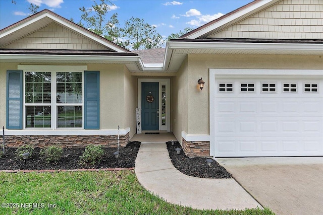 property entrance featuring a garage