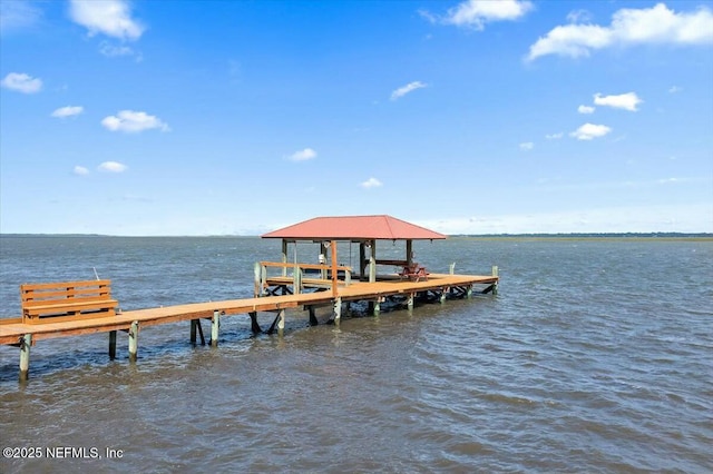 dock area featuring a water view