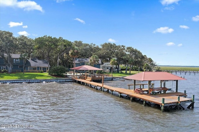 dock area featuring a water view