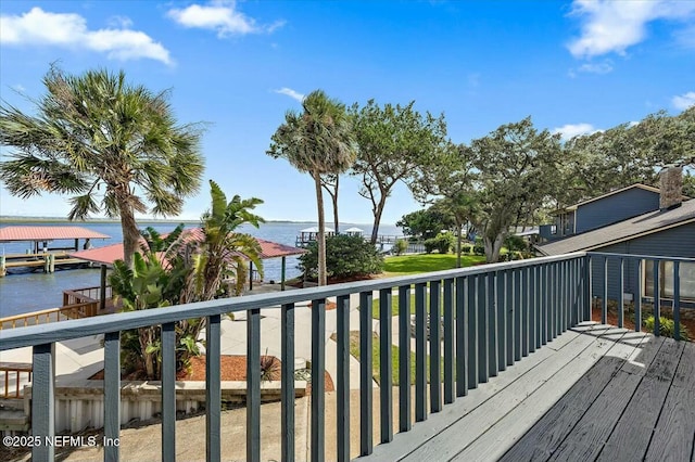 deck with a water view