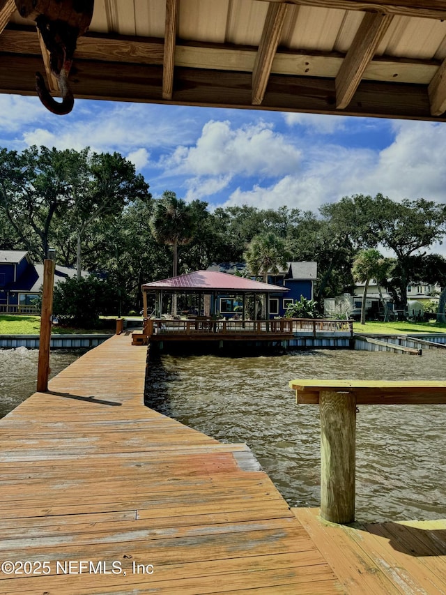 dock area featuring a water view