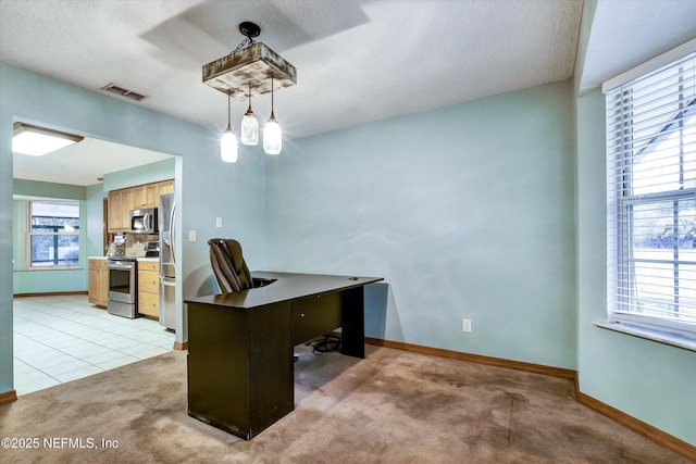 office area with light colored carpet and plenty of natural light