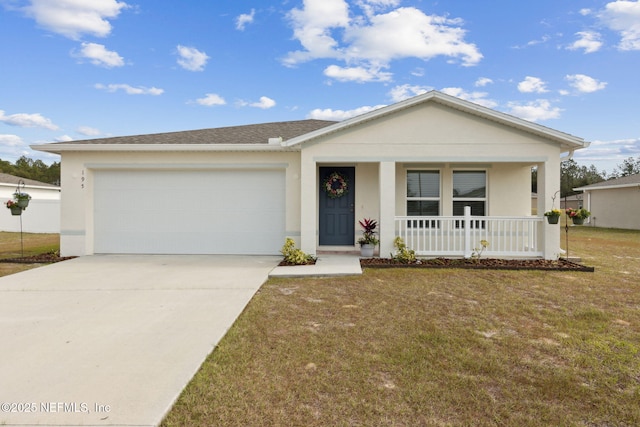 195 River Rdg Pl, Welaka, FL 32193 - single story home featuring a garage, a front yard, and a porch