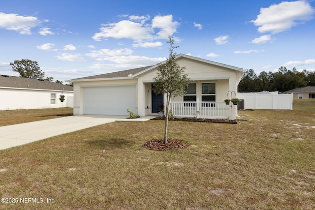 195 River Rdg Pl, Welaka, FL 32193 - view of front of house featuring a garage, a front yard, and a porch