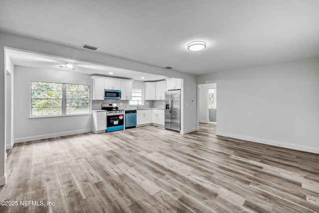 unfurnished living room featuring light wood-type flooring