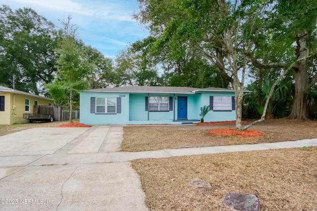 view of single story home