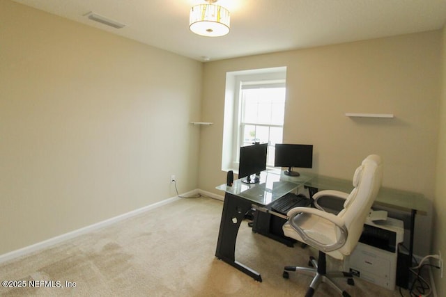 office with light colored carpet