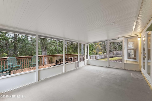 view of unfurnished sunroom