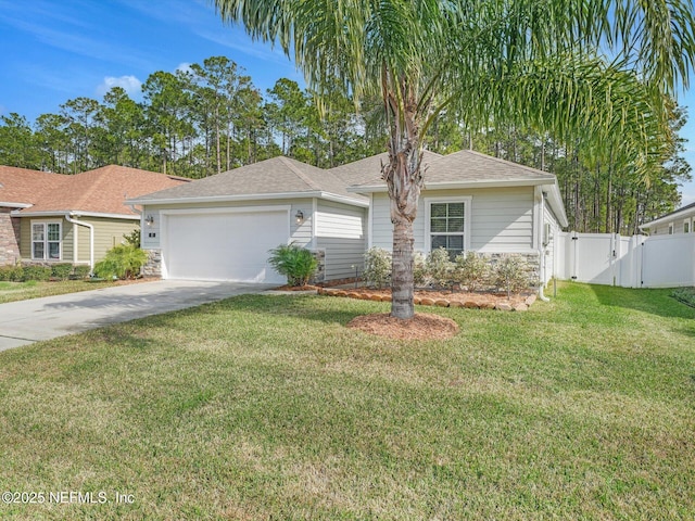 view of front facade with a garage and a front yard