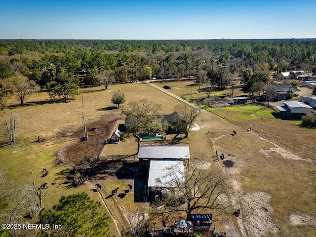 drone / aerial view with a rural view