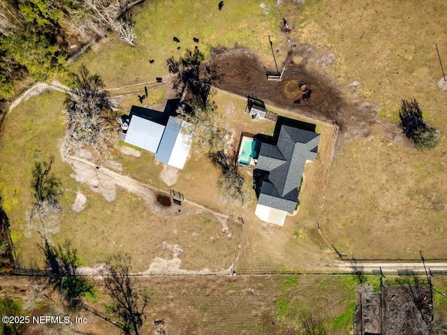 drone / aerial view featuring a rural view