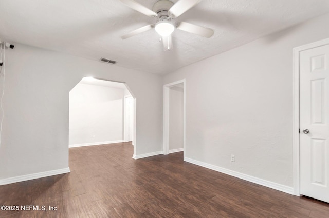 bonus room featuring ceiling fan and dark hardwood / wood-style flooring