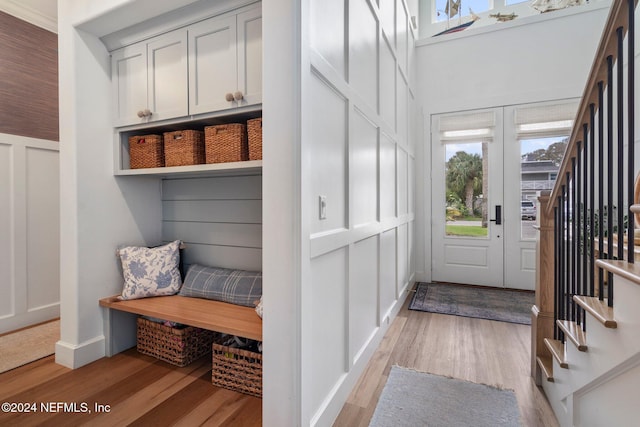 mudroom featuring light hardwood / wood-style flooring