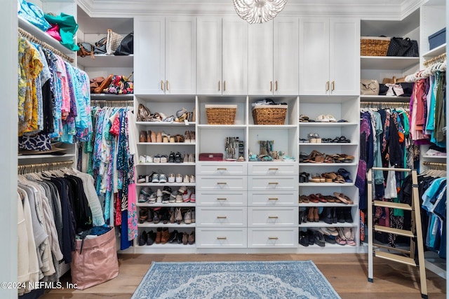 walk in closet featuring light wood-type flooring