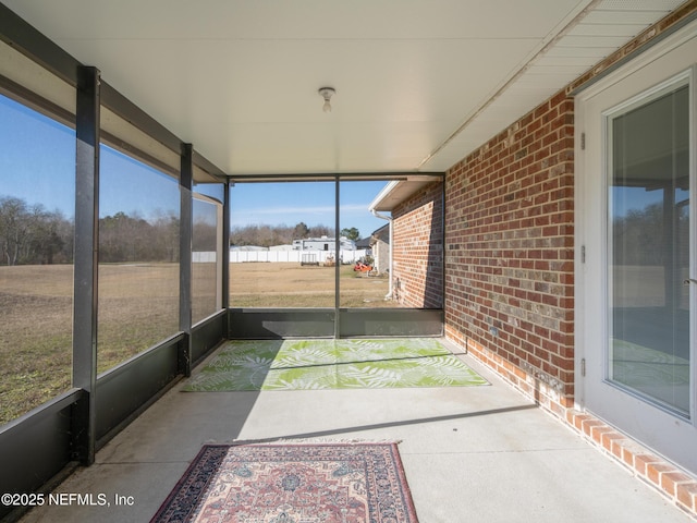 view of unfurnished sunroom