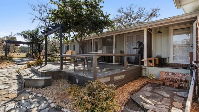 wooden deck featuring a patio