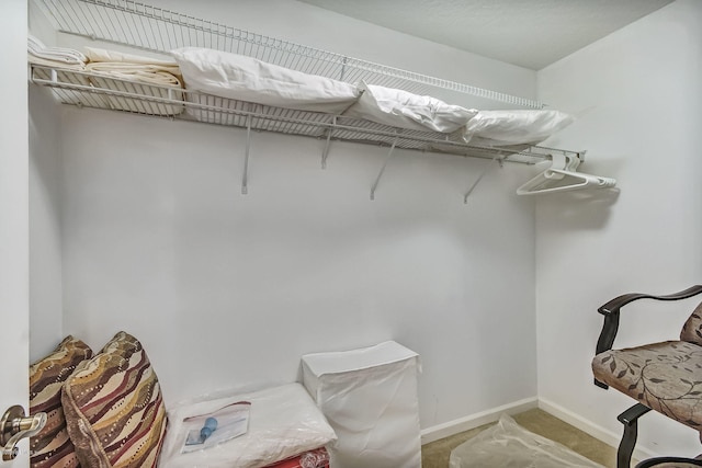 spacious closet with carpet flooring