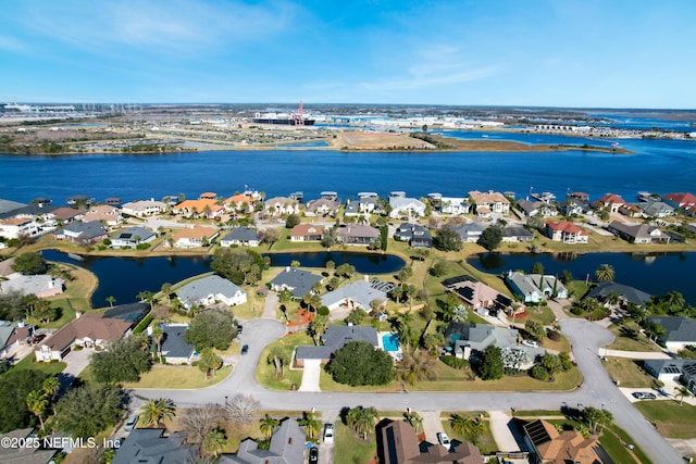 bird's eye view featuring a water view