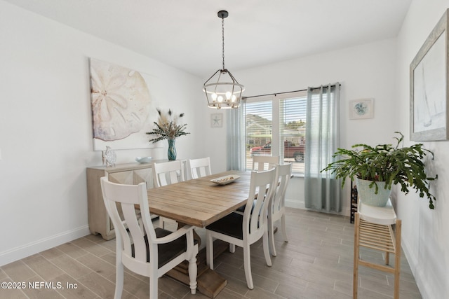 dining room featuring a notable chandelier