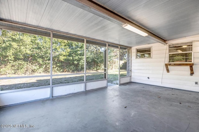 view of unfurnished sunroom