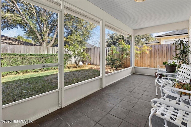 view of unfurnished sunroom