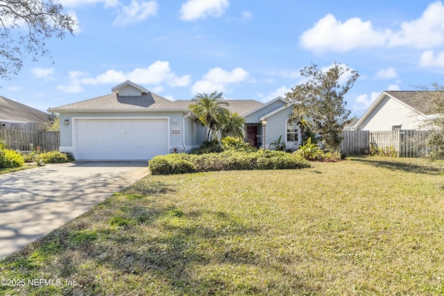 view of front of house with a front lawn and a garage