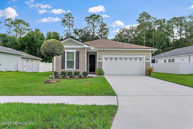 view of front facade with a front lawn and a garage