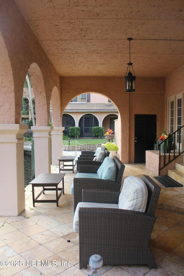 view of patio with an outdoor living space