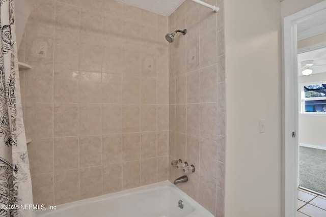 bathroom with shower / bath combination with curtain