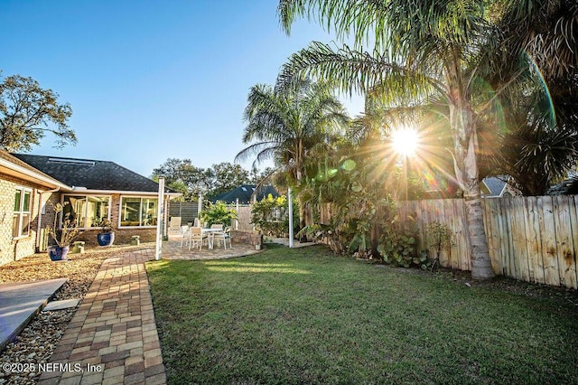 view of yard with a patio area