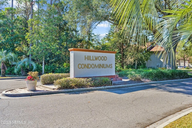 view of community sign