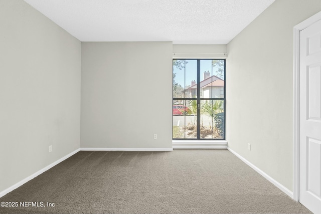 empty room featuring carpet floors and a textured ceiling