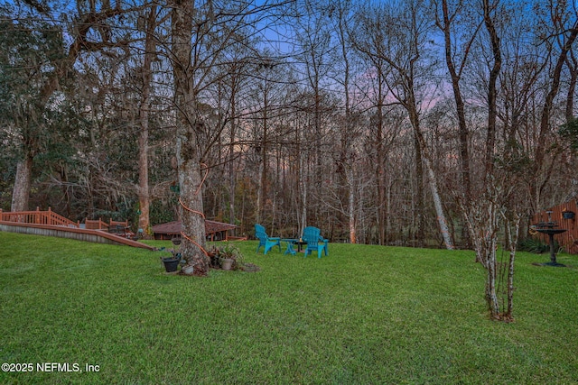 view of yard at dusk