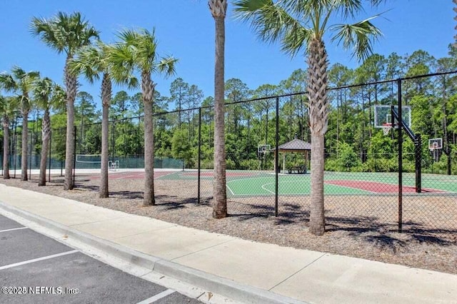 view of basketball court featuring a gazebo