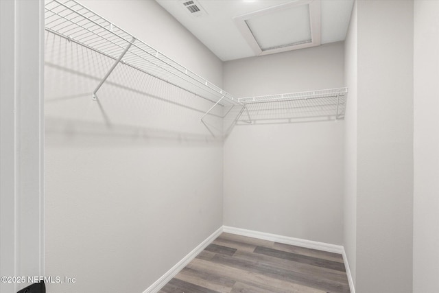 spacious closet with hardwood / wood-style flooring