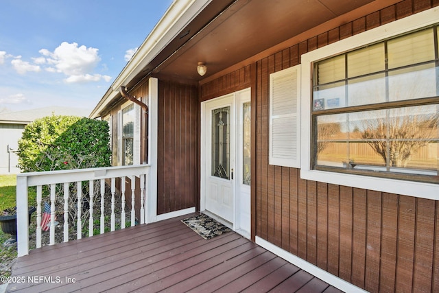 wooden terrace with covered porch