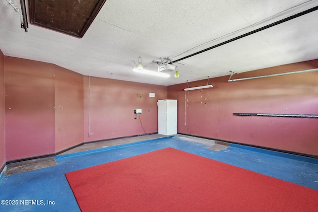 garage with a garage door opener