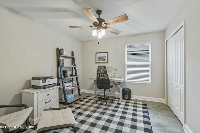 office area featuring ceiling fan