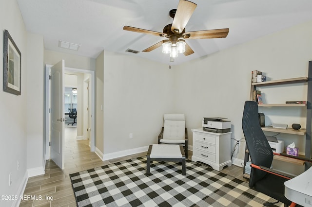 office area featuring ceiling fan