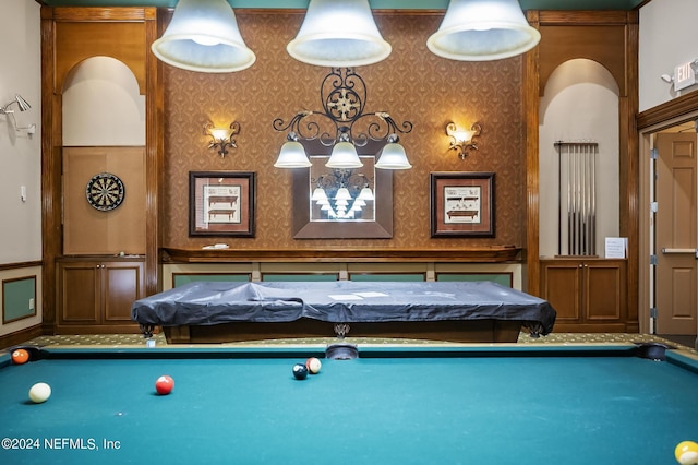 game room with billiards