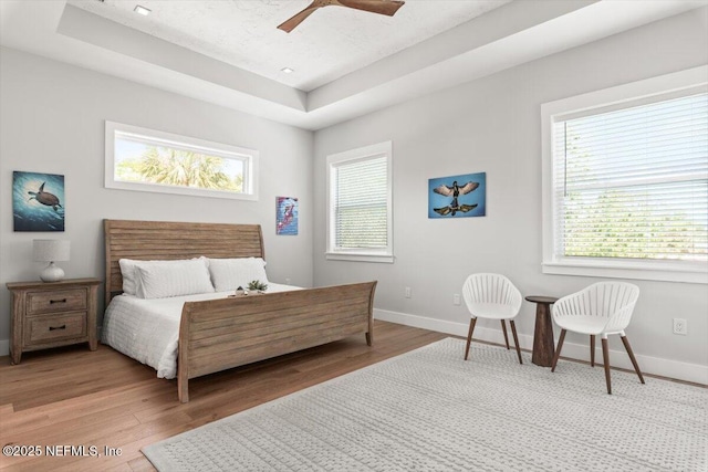 211 Belvedere St, Atlantic Beach, FL 32233 - bedroom featuring a tray ceiling, multiple windows, and wood finished floors