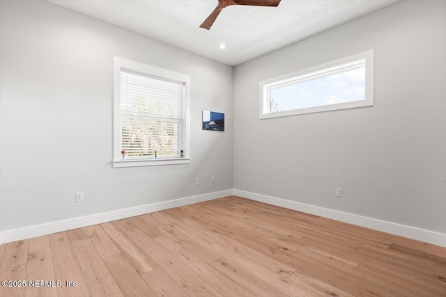 211 Belvedere St, Atlantic Beach, FL 32233 - empty room featuring baseboards, light wood-type flooring, a ceiling fan, and recessed lighting