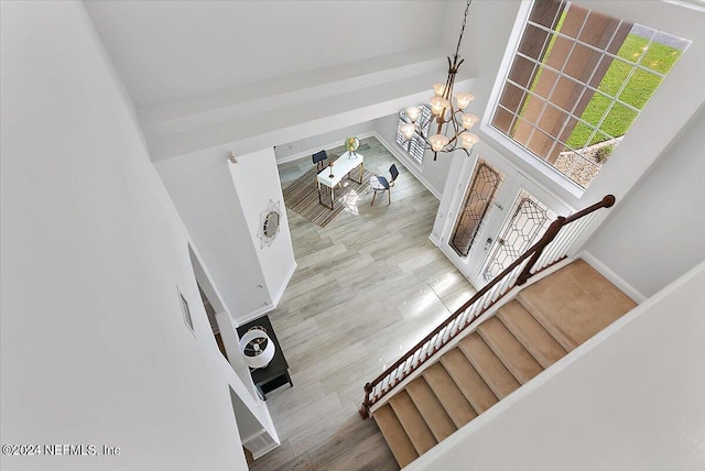 interior space featuring an inviting chandelier