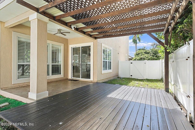 wooden terrace with a pergola