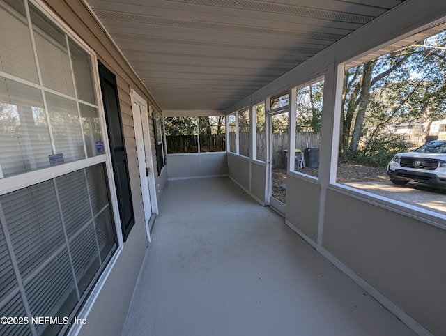 view of unfurnished sunroom