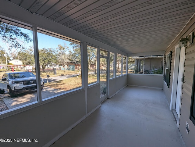 view of unfurnished sunroom